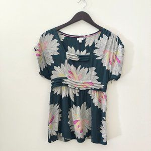 Odille Anthropologie Lotus Flower Silk Blouse 2